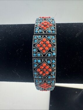 Lucky Brand Red & Turquoise Stone Tile Bracelet - Women Jewelry